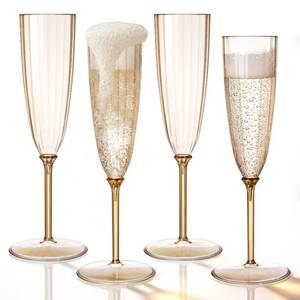 lot 11406 image: QualQuot 18Pack Mocha Plastic Champagne Flutes, 5 OZ Hard Disposable Plastic Champagne Flute, 1-Piece Disposable Champagnes Glasses Ideal for Home, Daily Life, Party, Wedding, Toasting Drinking