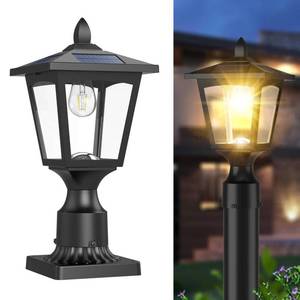 lot 11407 image: Solar Post Lights, 3000K Dusk to Dawn Solar Lamp Post Light with Pier Mount Base, Solar Post Lights Outdoor Waterproof for Garden Yard Landscape Pole Pillar, Outside Decorative Lamp(Warm White) (Used)