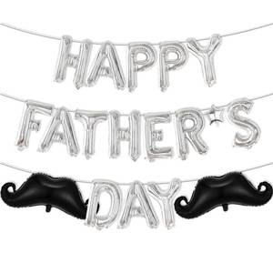 lot 12200 image: Happy Fathers Day Balloons - 16 Inch Silver Happy Fathers Day Banner Balloons for Father Day Decorations - Fathers Day Balloons for Happy Fathers Day Decorations Supplies