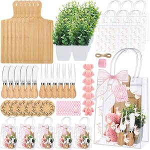 lot 13093 image: Honeydak 49 Pcs Baby Shower Prizes for Game Players 6 Set Cheese Board Fork Knives Coaster Towel Artificial Potted Plant Thanks Card Gift Bag for Baby Bridal Shower Wedding Favors(One Silly Goose)
