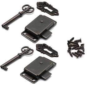 lot 14131 image: Kerixi Vintage Cabinet Cupboard Furniture Decorative Lock Case Box Lock with Key and Screws (2 Packs)