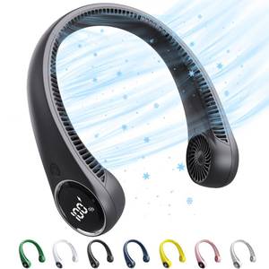 lot 14138 image: SAMISKO Personal Cooling Portable Neck Fans - USB Rechargeable,360 Free Rotation & Lower Noise Bladeless Battery Operated Design with 3 Speeds Duration 48 hrs, Small Neck Air Conditioner(Black)