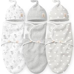 lot 14194 image: 3pk Organic Swaddles for Newborns Girls, Boys & Hats (Aspire, 0-3M)