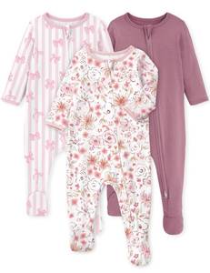 lot 14200 image: Yoofoss Baby Pajamas 100% Organic Cotton Baby Sleepers for 0-3 Months Boys Girls Clothes, 3-Pack Soft infant Toddler Footed PJs with Mitten Cuffs, Zipper Footies Pajamas