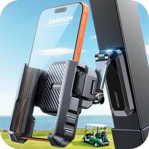 lot 14218 image: JOYROOM Upgraded Double-Fold Golf Cart Phone Holder Mount, 1s LockRelease Magnetic Golf Phone Caddy, Golf Cart Accessories Compatible with iPhone, Galaxy, Samsung, 4.7-7 Phone (Black)