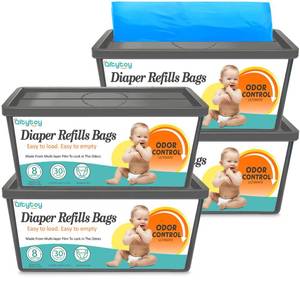 lot 19419 image: Qltytoy Diaper Pail Refill Bags Compatible with Diaper Genie Easy Roll Signature & Platinum Pails,4-Pack (72 Bags)