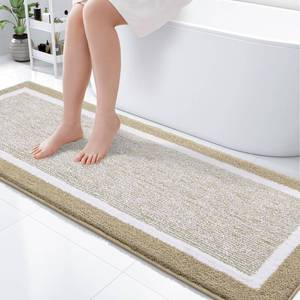 lot 19420 image: OLANLY Bathroom Runner Rug 70x24, Extra Soft and Absorbent Microfiber Bath Rugs, Non-Slip, Machine Washable, Quick Dry Shaggy Bath Carpet, Extra Long Bath Mats for Bathroom, Tub, Shower, Beige