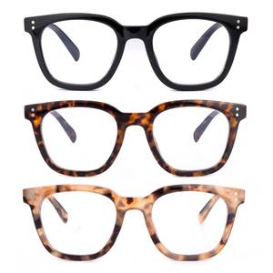 lot 20418 image: firstsense 3 Pack Reading Glasses for Women Men, Square Blue Light Blocking Reading Glasses with Spring Hinge Anti Eyestrain Eyeglasses, Computer Readers with Glasses Chain, 1.5
