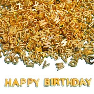 lot 20430 image: 300 Pieces 9x12mm Big Large Alphabet Letter Beads Charms A-Z Mixed Plastic Shape Loose Bead for Jewelry Making Bracelets Necklaces Key Chains (Golden)