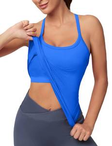 lot 20431 image: MathCat Workout Tank Tops for Women with Built in Bra, Sleeveless Gym Tops Seamless Racerback Athletic Yoga Shirts Medium