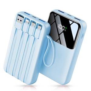 lot 20450 image: Power Bank, 15000mAh Portable Charger with Built in Cable, 22.5W Fast Charging, 6 Outputs, Slim Travel Essential Battery Pack with LED Display, Compatible with iPhone 1716151413, iPad SkyBlue
