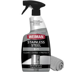 lot 20476 image: Weiman Stainless Steel Cleaner & Polish, Anti Fingerprint Spray Stainless Steel Cloth, Water Spots & Grease, No Streaks or Residue, Safe for Metal Polish, Chrome, Appliances, Fridge, Sinks & Grills (Sprayer Nozzle Broken)