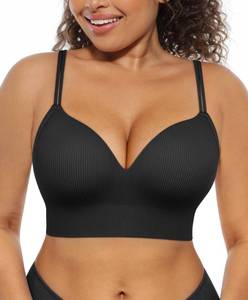 lot 20486 image: FeelinGirl Bras for Women No Underwire Wireless Pushup Bra for Women Plus Size Comfortable Low Back T Shirt Bra with Padding for Everyday, Black, XL