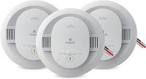 lot 13123 image: Kidde Smoke Detector, Hardwired with 10-Year Battery Backup, Interconnectable, LED Status Lights, 85 dB Alarm, 5-inches, 20SA10, 3 Pack