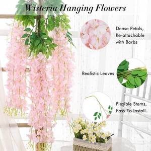 lot 1930 image: 40 Pack Light Pink Wisteria Hanging Flowers, Fake Hanging Flowers for Decoration, Artificial Hanging Flowers,Vines for Bedroom,Flower Garland for Home,Party,Garden, Wall,Wedding Decoration(3.6 FtPcs)