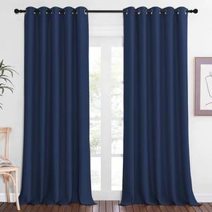lot 1961 image: NICETOWN Blackout Navy Blue Curtain 102 inches Long, Grommet Thermal Insulated ColdLightSound Blocking Solid Window Drape for BedroomLiving Room (W66 x L102, 1 Panel)
