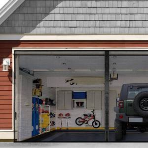 lot 1971 image: Garage Door Screen for 1 Car 8x9FT, Magnetic Screen Garage with Retractable Fiberglass Mesh and Heavy Duty Weighted Bottom, Easy Assembly & Pass, Hands Free Screen Door w 44 Magnets for GaragePatio