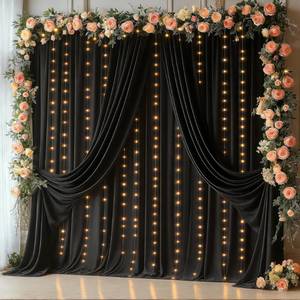 lot 1977 image: 20x10FT Black Backdrop Curtains with Lights for Parties,Wrinkle Free Wedding Photo Backdrop Curtains for Baby Shower Birthday Ceremony Reception Home Party Decorations-5ft x 10ft,4 Panels