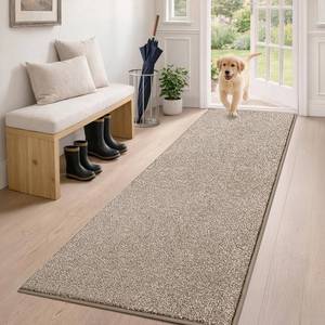 lot 1985 image: PURRUGS Dirt Trapping Door Mat 24 x 59, Non-Slip Machine Washable Entryway Rug, Dog Doormat, Indoor Front Door Mat, Super Absorbent Entry Rug for Muddy Shoes & Paws, Taupe