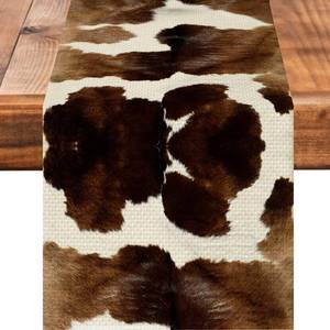 lot 2003 image: Cow Print Table Runner Seasonal Spring Fall Kitchen Dining Linen Table Decoration for Indoor Outdoor Home Party Dinner 13x72 Inch