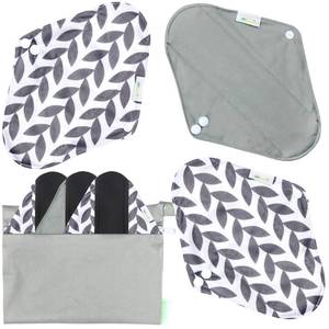 lot 2308 image: wegreeco Charcoal Reusable Menstrual Pads - Reusable Sanitary Pads  Reusable Panty Liners  Soft Cloth Menstrual - 6 Pack with 1 Cloth Mini Wet Bag (Medium, Luxury)