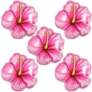 lot 2316 image: PCTCSHQ 5Pcs Tropical Hibiscus Foil Balloons, Pink Hibiscus Flowers Balloon