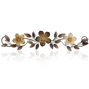 lot 2322 image: Wesiti Metal Flower Wall Decor Vintage Metal Flower Wrought Iron Scroll Sculpture 15.7x3.7 Not 3D, Flat Farmhouse Leaf Wall Decor with Nails for Summer Bedroom Kitchen Indoor Outdoor(Brown)