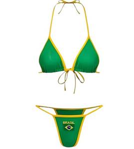 lot 2327 image: Mexico Brazil Halter Y2k Bikini Sets Jersey Cute 2 Piece Sexy Swimsuit Beach Sets Summer Women (Brazil Green,Medium)