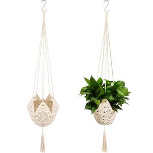 lot 2350 image: Shappy 2 Pack Boho Macrame Plant Hanger, Large Hanging Planter Plant Holder Pot Hanger Hanging Basket Wall Planters, Plants Lover Gift for Indoor Garden (Classic,White)