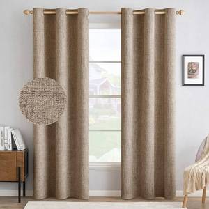 lot 2366 image: MIULEE 100% Blackout Linen Textured Curtains for Bedroom Solid Thermal Insulated Copper Brown Grommet Room Darkening Curtains & Drapes Luxury Decor for Living Room 42 x 84 Inch (2 Panels)