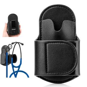 lot 2371 image: Stethoscope Holder Hip Clip Compatible with Littmann and Most Stethoscopes, PU Leather Stethoscope Holster for Physicians Nurse, PocketBeltScrubs Stethoscope Clip Accessories for Neck Relief (Black)