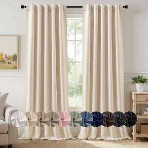 lot 2376 image: MIULEE Cream Beige Pinch Pleat Blackout Curtains 96 Inch Length 2 Panels Set for Bedroom Living Room Darkening Back Tab Rod Pocket Pleated Thermal Insulated Soundproof Curtains with Hooks, W40xL96