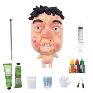 lot 2384 image: Pimple Popping Fidget Toy, 12-Piece DIY Pimple Popper Kit(Curly Hair Man)