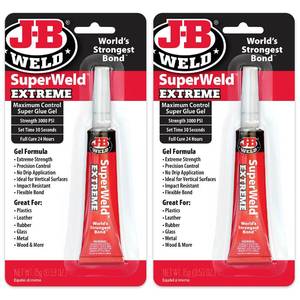 lot 2387 image: J-B Weld Superglue Gel 15g 2 Pack - SuperWeld Extreme Gel