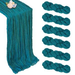 lot 2395 image: 6 Pack Teal Cheesecloth Table Runner 10ft Boho Gauze Fabric Cheese Cloth Table Runner 35 x 120 Inch Rustic Sheer Runner for Holiday Baby Shower Home D�cor Party Wedding Decoration