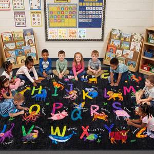 lot 2425 image: 3x5 ABC Classroom Rug for Kids Playroom, Alphabet Rug with 26 Animals