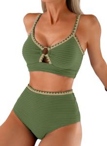lot 2432 image: Herseas Womens Textured Bikini Sets 2 Piece Push Up Vintage Swimsuits XL