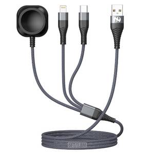 lot 2467 image: Apple Watch Charger Multi Charging Cable 6FT, Nylon Braided USB AM Port to Lightning Type C USB C Cord iWatch Magnetic Wireless 3 in 1 Charging Wire for iPhone Android Phone and iWatch