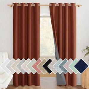 lot 2476 image: NICETOWN 100% Absolutely Blackout Linen Curtains with Thermal Insulated Grey Liner, 52 Wide, 2 Panels, 84 inches Long Drapes, Grommet Retro Burnt Orange Linen Vertical Drapes Privacy for Bedroom