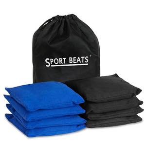 lot 2486 image: SPORT BEATS Cornhole Bags Set of 8 - Regulation Size & Weight Bean Bags, Heavy Duty Double-Stitched Canvas for Tailgating, Outdoor Backyard Game Accessories with Carry Tote Blue & Black