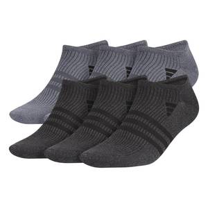 lot 2488 image: adidas Mens Superlite No Show Socks (6 Pairs) Lightweight & Breathable, Onix GreyBlack3, Large