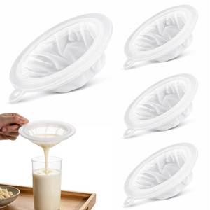 lot 2496 image: 4 Pieces 200 Mesh Strainer, Nylon Straining for 5 Inch Kitchen Funnels Reusable Easy to Clean Food Filter Strainer for Cooking Oil Milk Juice Wine Cheese Whey Grease Coffee grease filter Chia Seeds