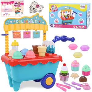 lot 3087 image: Gifts2U Ice Cream Cart Toys for Kids,45 Pcs Ice Cream Play Set,Pretend Play Store with Storage Trolley,Food Toys,Play Ice Cream Shop Toy,Gift for Boys Girls 3 4 5 6 Years Old