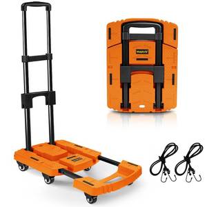 lot 3093 image: Voipvvii Folding Hand Truck500lbs, Portable Heavy Duty Dolly Cart, 6 Wheels Collapsible Luggage Cart with 2 Elastic Ropes - Compact Trolley Cart for Easy Moving - Ideal Hand Cart for Travel and More