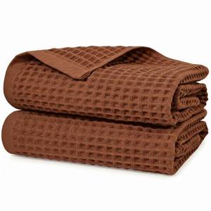 lot 3101 image: Waffle Bath Towels Set of 2 (Rust) - Fall Bathroom Decor, Large 31 x 62