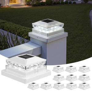 lot 3103 image: Solar Post Cap Lights, 6500K Cool White IP65 Waterproof Solar Powered Fence Light for 4x4 Wood Post & 5x5 Vinyl Fence, Deck Patio Garden Yard Outdoor Landscape Lighting, ABS Material