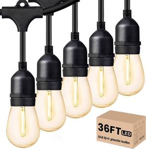 lot 3105 image: Svater Outdoor Led String Lights 36 FT, Patio Lights for Outside with 13pcs S14 Shatterproof Bulbs, 1 Watt E26 Dimmable, IP65 Waterproof, Commercial Grade Bistro Light 2700K Warm White