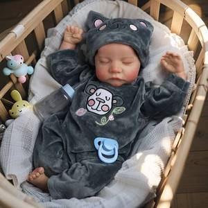 lot 3112 image: DAYOFFKIDS18Inch Sleeping Reborn Baby Doll, Realistic Newborn Baby Doll with Vinyl Body, Handmade Lifelike Washable Body Features, for Kids Ages 3 (LeviBlack)