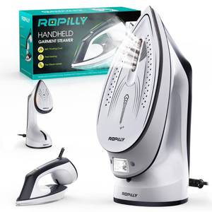 lot 3120 image: Ropilly Steam Iron for Clothes, 1600W 2-in-1 Iron & Steamer with Detachable Ceramic Soleplate, Converts from Steamer to Iron in Seconds, Auto-Off, Self-Cleaning, Wrinkle Remover for All Fabrics