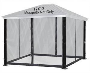 lot 3121 image: DOOSARG 12x12 Gazebo Mosquito Netting, Universal Replacement 4-Panel Mesh Screen Walls with Double Zippers for Patio, Garden, Deck and Backyard Canopy, Fit Most 12 x 12 Gazebos (Net Only, Black)